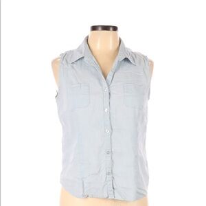 CALVIN KLEIN BLUE TOP FLAX BLEND